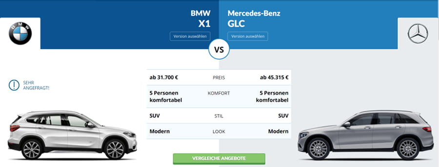 Auto-Vergleich technische Details, Dimensionen und Merkmale