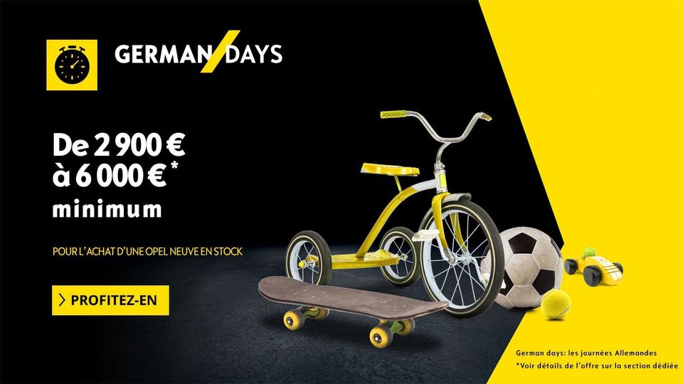 German Days* : pour l’achat d’une Opel neuve en stock, tout ce qui roule est repris jusqu’à 6 000€ minimum